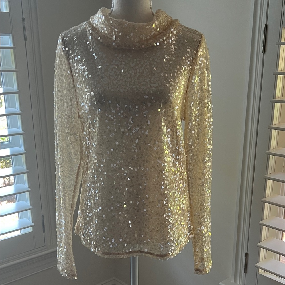Sunday in Brooklyn Sequin Embellished Cream Top